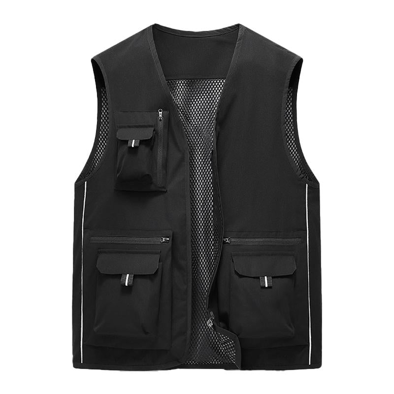 Mens Casual Outdoor Thin Multi-Pocket Breathable Loose Workwear Vest 48884166M