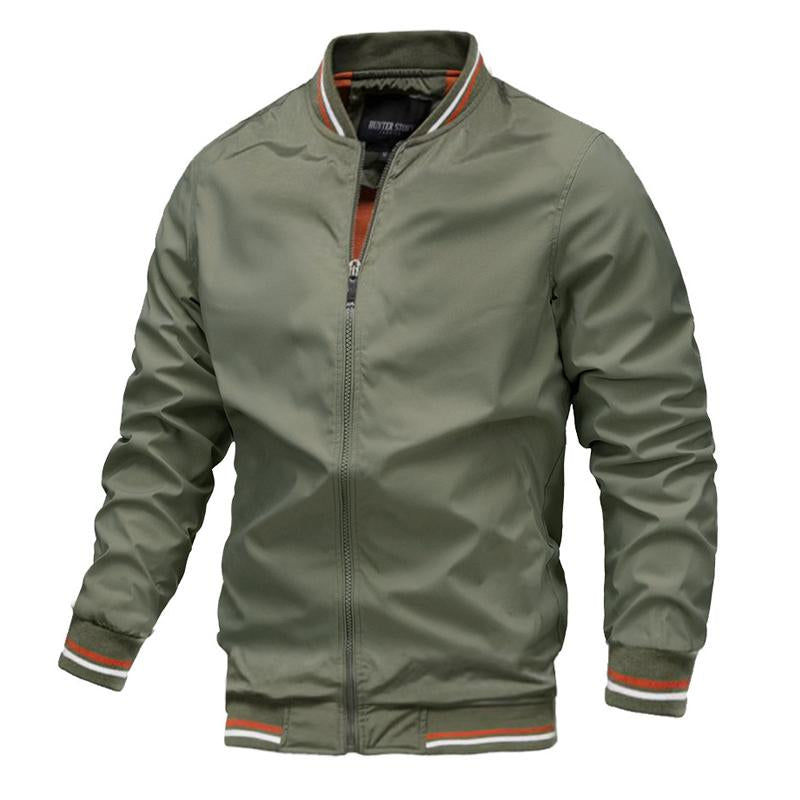 Mens Collar Stripe Contrast Zipper Stand Collar Jacket 36063318X