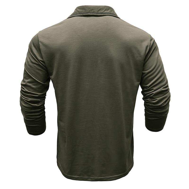 Mens Solid Color Long Sleeve Lapel Polo Shirt 28855071X