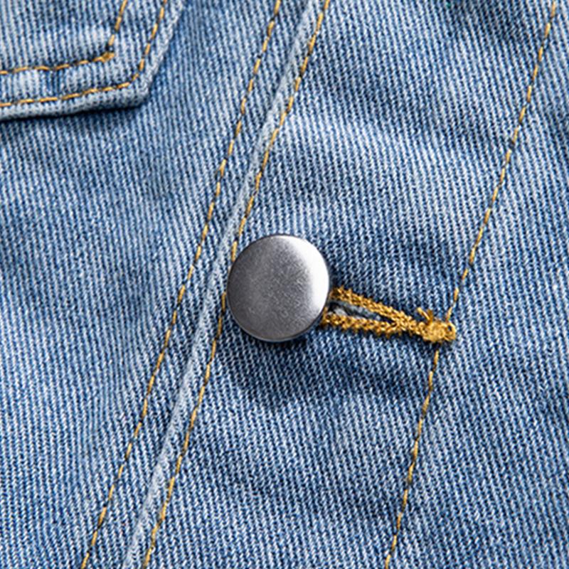 Mens Fashion Cross Patch Lapel Single Breasted Denim Jacket 84136194M