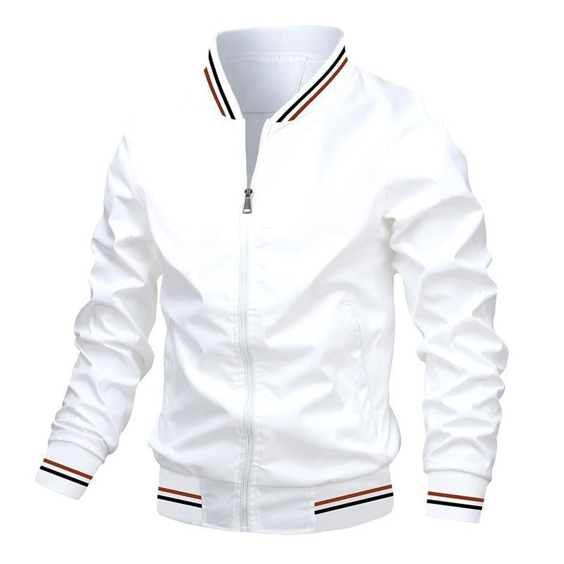 Mens Collar Stripe Contrast Zipper Stand Collar Jacket 36063318X
