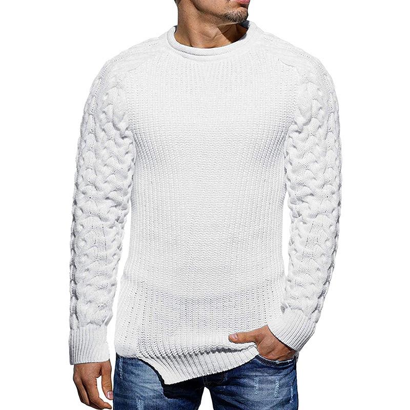 Mens Round Neck Slim Long Sleeve Pullover Knit Sweater 46053703Z
