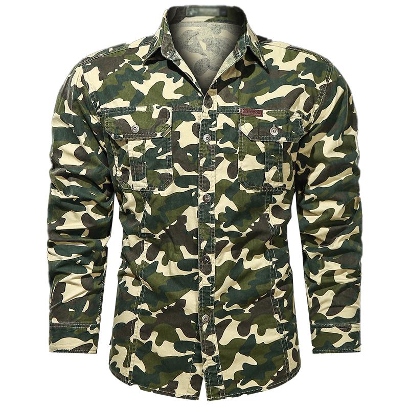 Mens Camouflage Loose Long Sleeve Shirt 17046317X