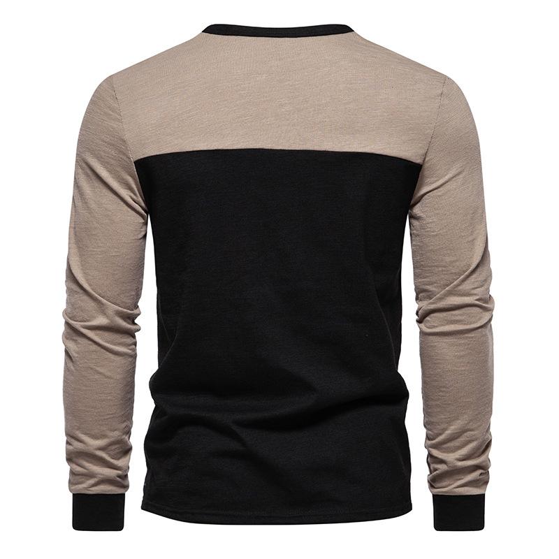 Mens Colorblock Henley Collar Long Sleeve T-shirt 85316297Z