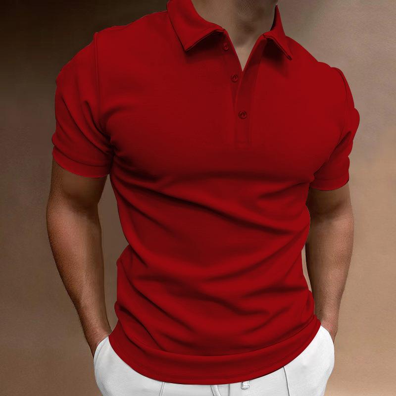 Mens Solid Slim Lapel Short Sleeve Casual Polo Shirt 37773773Z