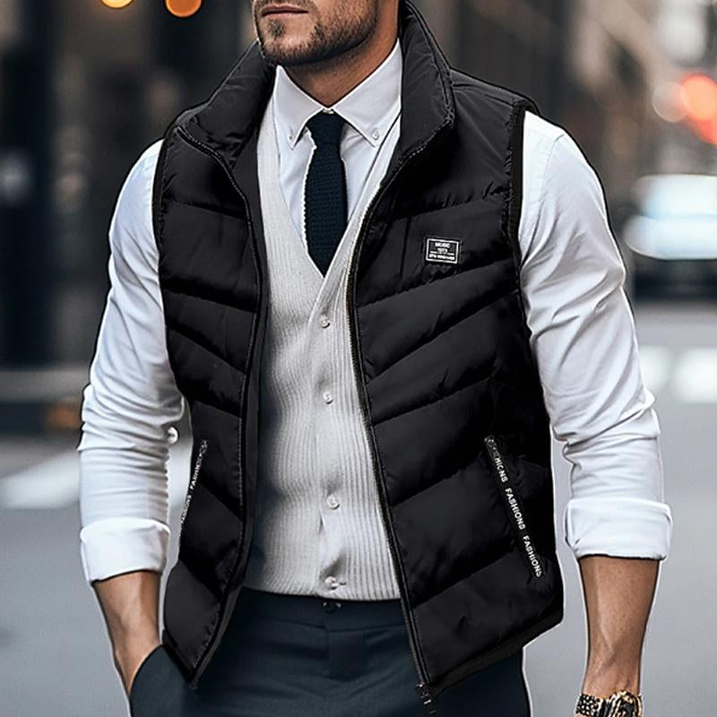 MenS Casual Solid Color Warm Stand Collar Down Vest 01447216Y