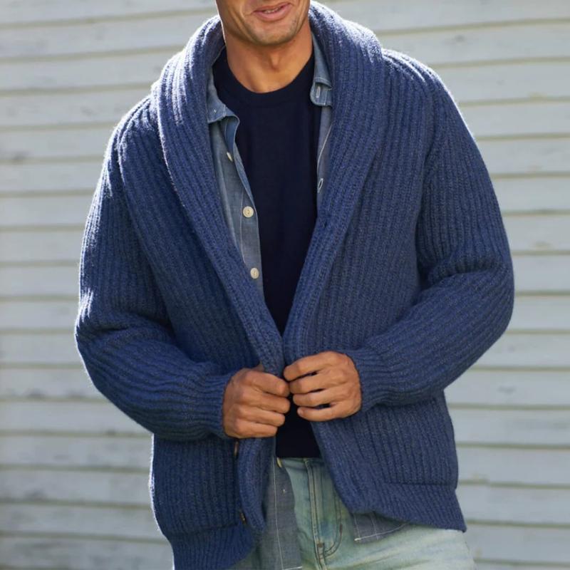 Mens Vintage Solid Color Lapel Cardigan 02825947Y