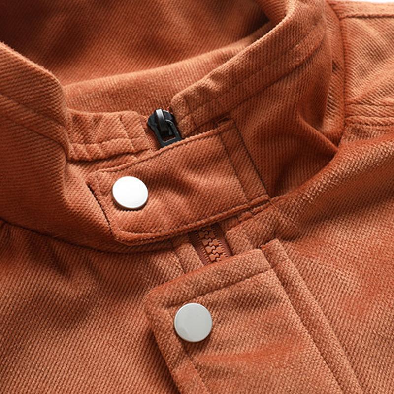 Mens Solid Color Stand Collar Zipper Slim Jacket 92172874X