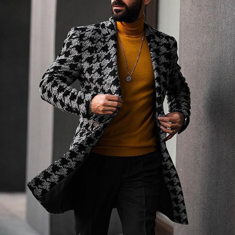 Mens Fashion Houndstooth Print Blazer Coat 11201934X