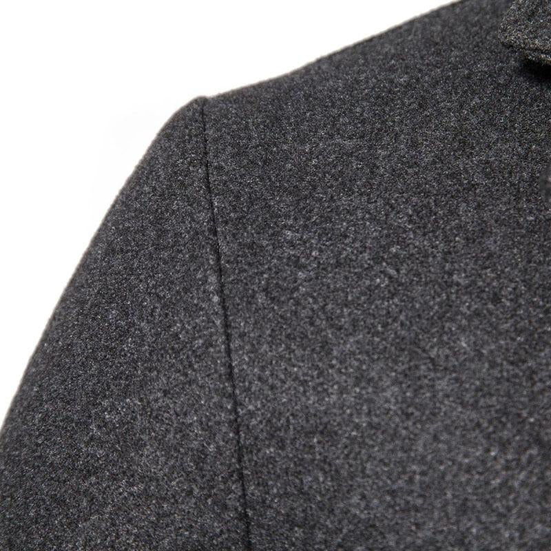 Mens Casual Solid Color Thick Lapel Single Breasted Knee Length Coat 32661517M