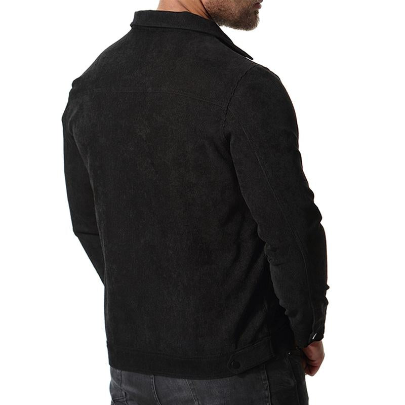 Mens Casual Corduroy Slim Lapel Long Sleeve Jacket 17845290M