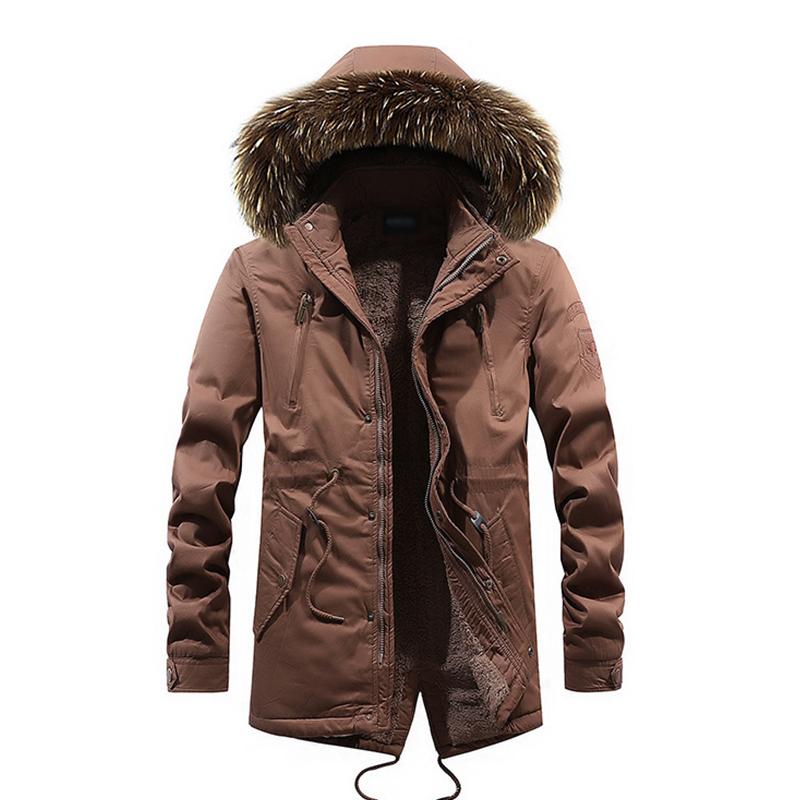 Mens Casual Outdoor Removable Hooded Thickened Fleece Mid-Length Warm Coat 80502351M