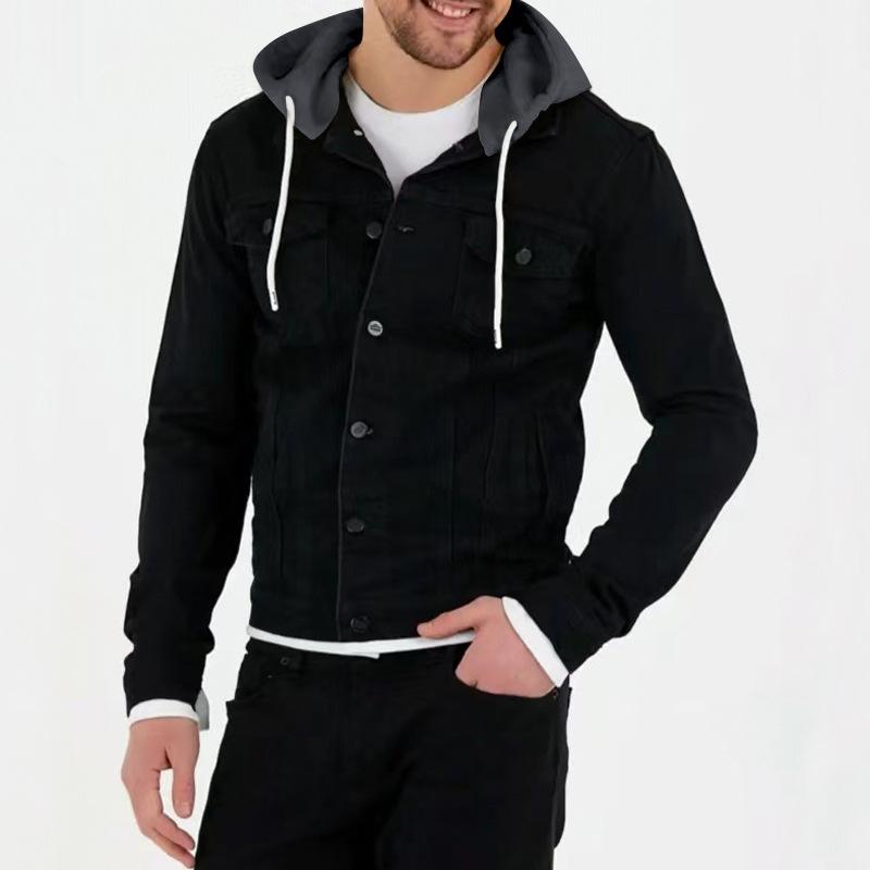 Mens Casual Solid Color Chest Pocket Hoodie Jacket 71822122Y