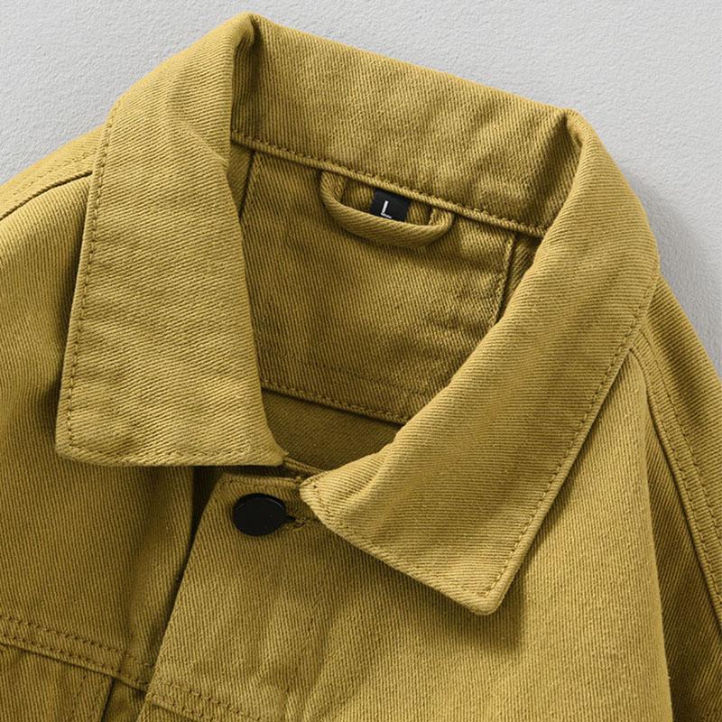 Mens Vintage Solid Lapel Single Breasted Slim Denim Jacket 12833129M