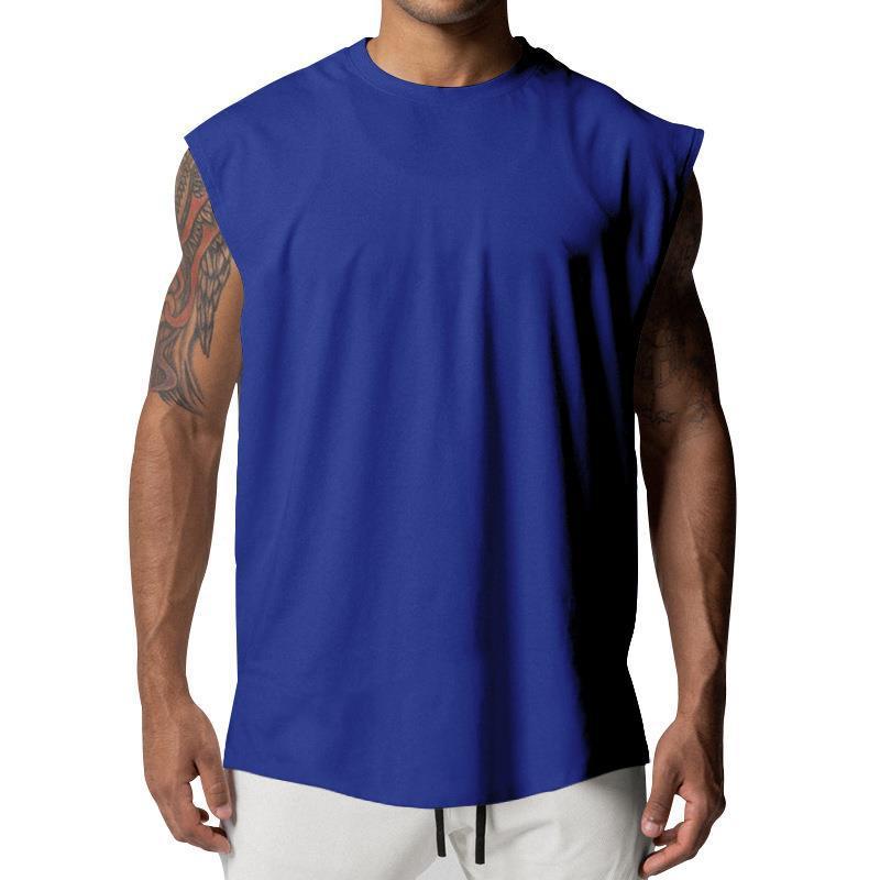 Mens Solid Loose Sleeveless Sports Fitness Tank Top 03482386Z
