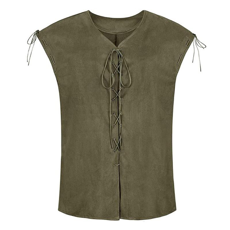 Mens Solid Color Single Breasted Lace-Up Vest 86196851X