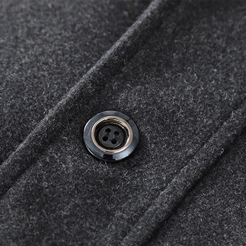 Mens Vintage Woolen Blended Double Collar Zippered Single Breasted Slim Coat 69068984M
