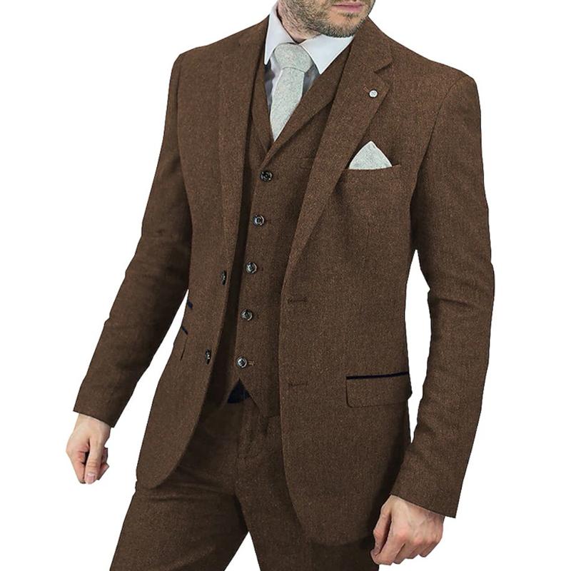 Mens Solid Color Fake Two Piece Jacket and Trousers Two Piece Set 45040352X