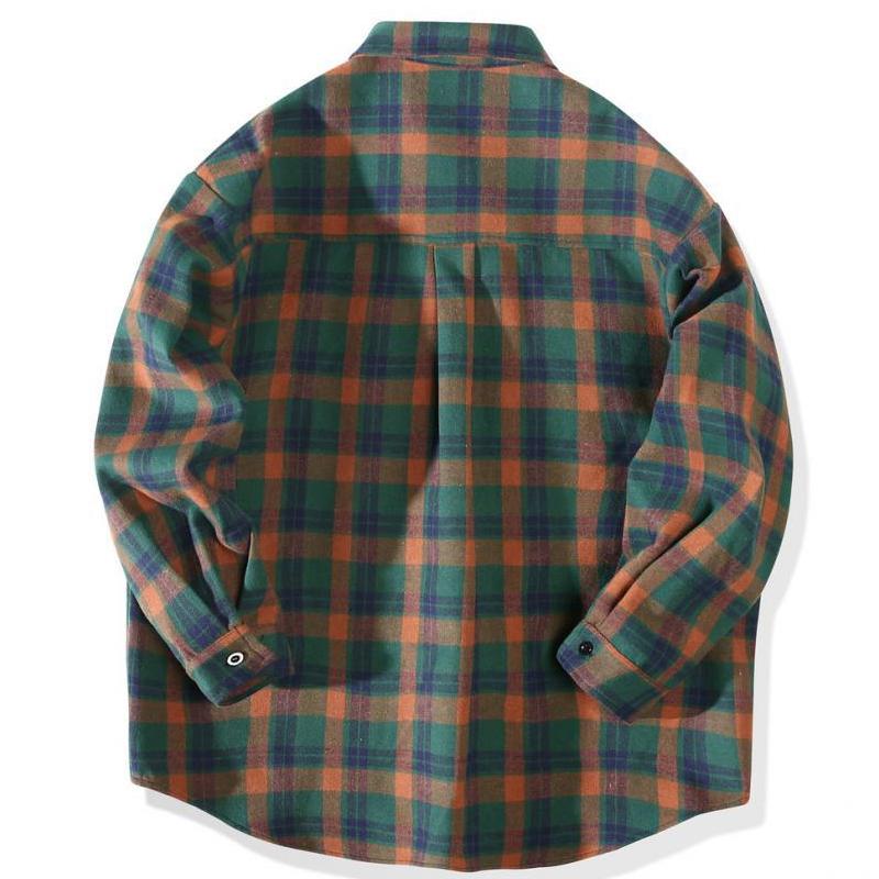 Mens Vintage Loose Check Long Sleeve Shirt 30256623Y