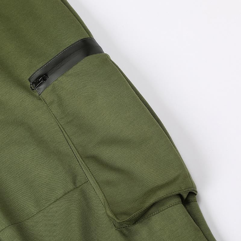 Mens Solid Color Elastic Waist Multi-pocket Casual Sweatpants 62894265Z