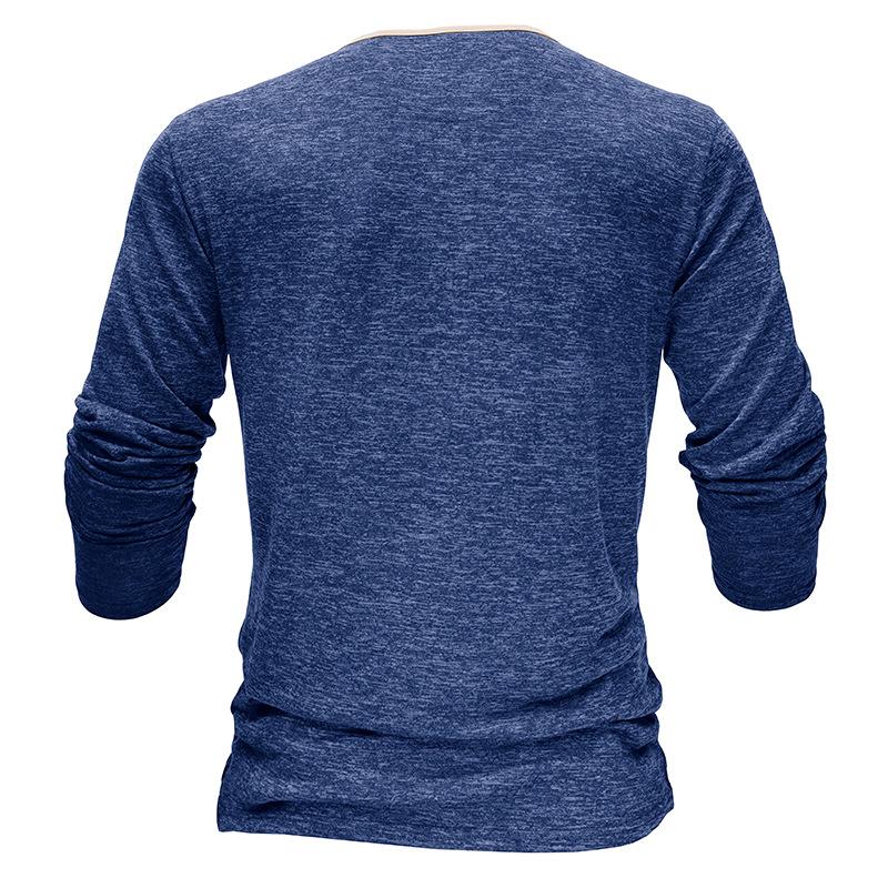 Mens Color Block Henley Collar Long Sleeve T-shirt 81195271Z