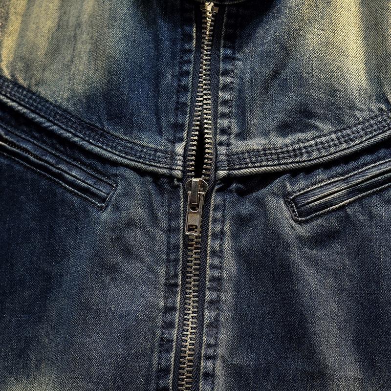 MenS Vintage Stand Collar Denim Vest 06389145Y