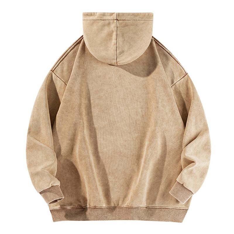 Mens Vintage Washed Kangaroo Pocket Long Sleeve Pullover Hoodie 59431446M