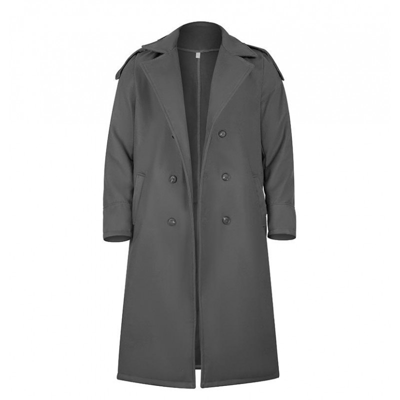 Mens Turn-down Collar Double Breasted Solid Long Coat 63857145Z