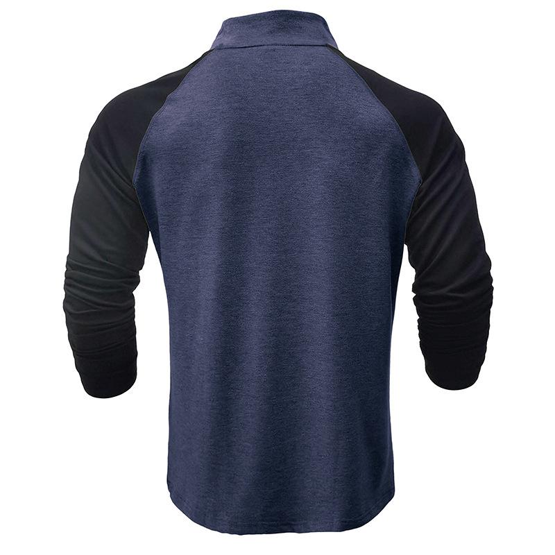 Mens Casual Stand Collar Zipper Colorblock Long Sleeve Sports Pullover Sweatshirt 39110815M