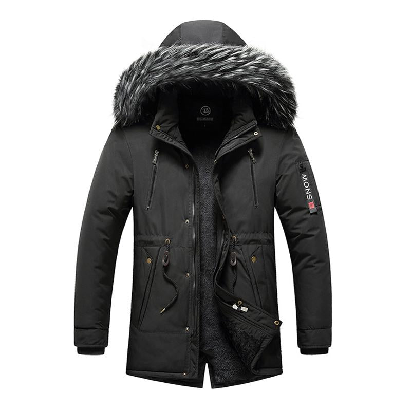 Mens Casual Outdoor Hooded Fleece Zipper Warm Workwear Coat 45840671M