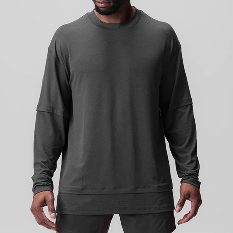 MenS Sport Loose Solid Color Long-Sleeved T-Shirt 15237120Y
