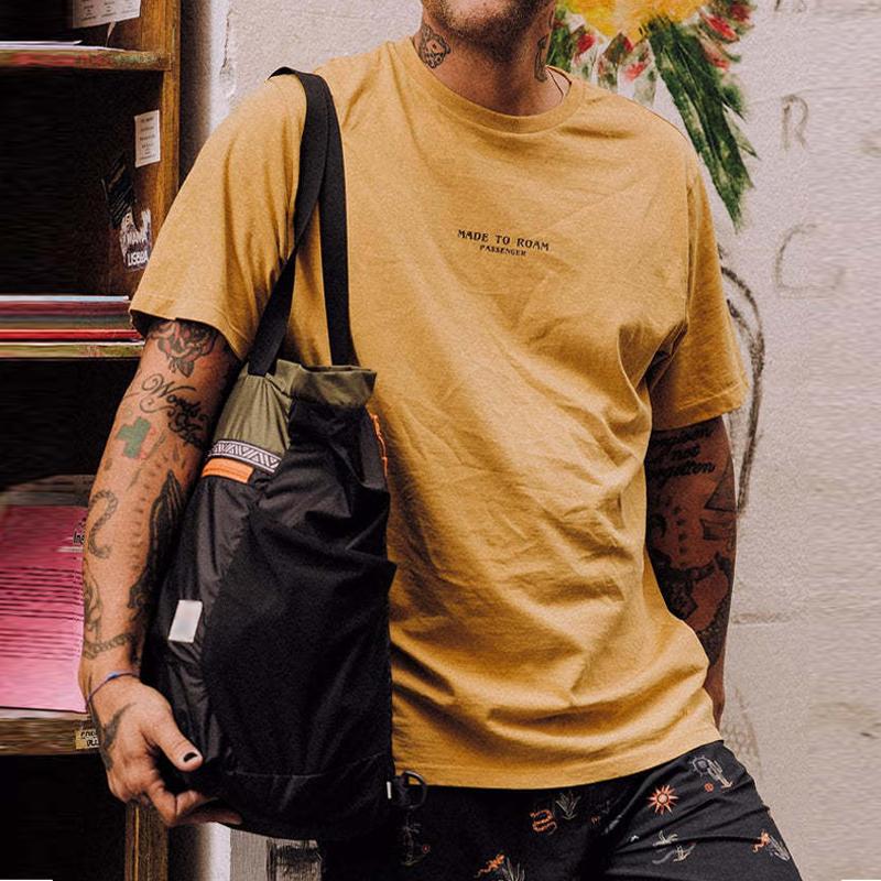 Mens Casual Letter Print Round Neck Short Sleeve T-Shirt 21067198Y