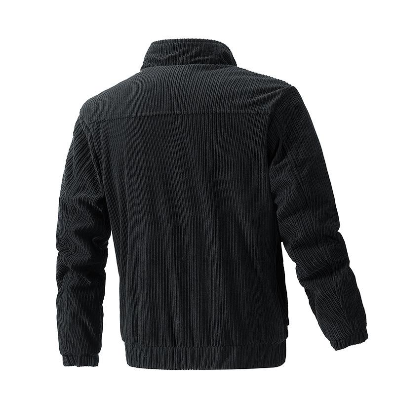 Mens Corduroy Solid Color Stand Collar Cargo Casual Jacket 08152342X