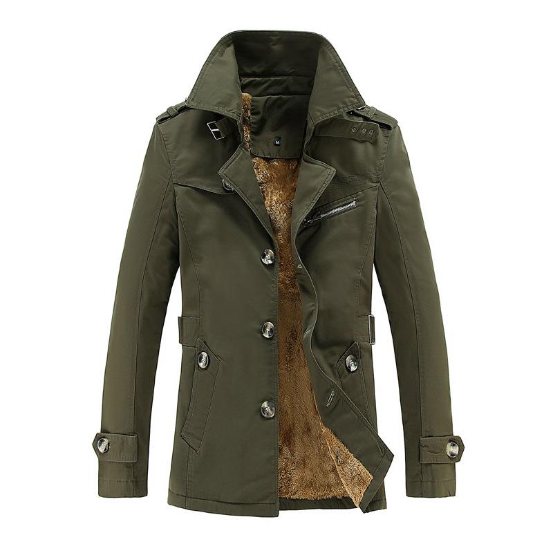 Mens Plush Washed Cotton Trench Coat 83676143Z