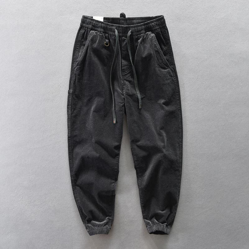 Mens Vintage Corduroy Loose Loose Elastic Waist Pants 88615359M