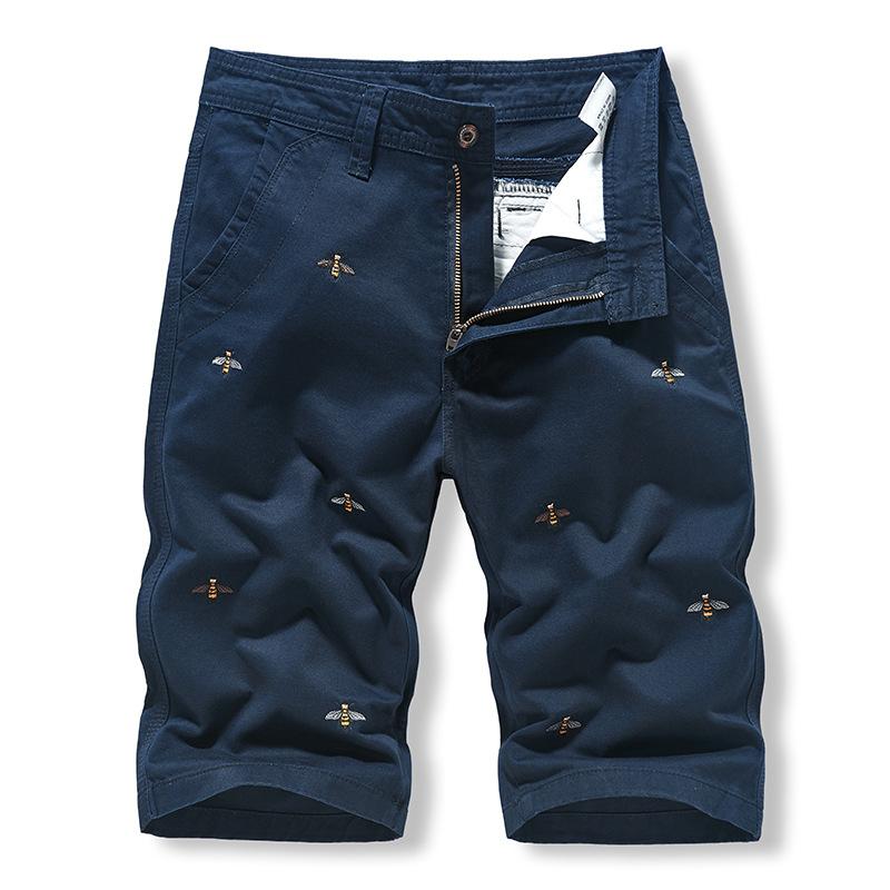 Mens Casual Cotton Bee Embroidered Cargo Shorts 55142002M