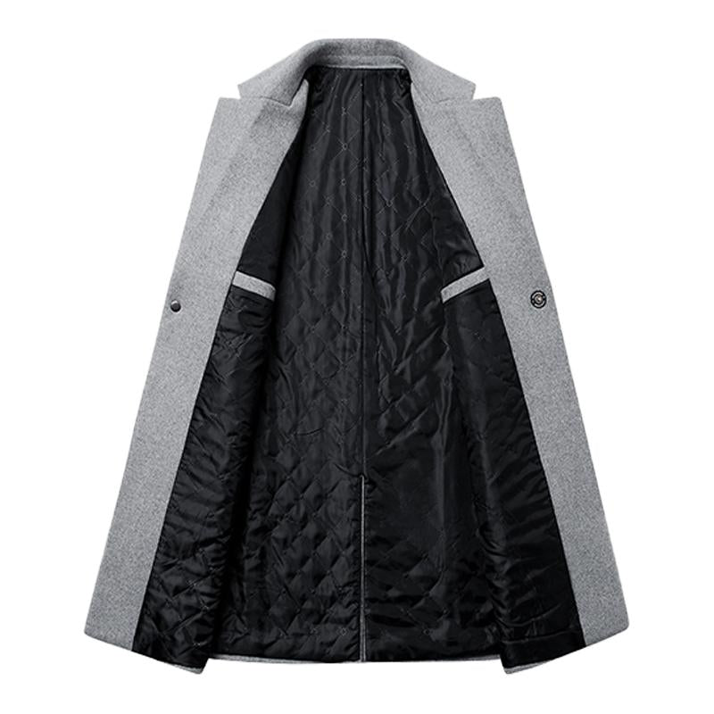 Mens Casual Wool Blend One Button Slim Notch Lapel Long Coat 65413467M