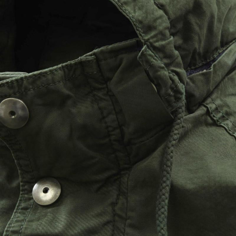 Mens Vintage Washed Mid-Length Back Slit Stand Collar Hooded Windbreaker Coat 50966674M