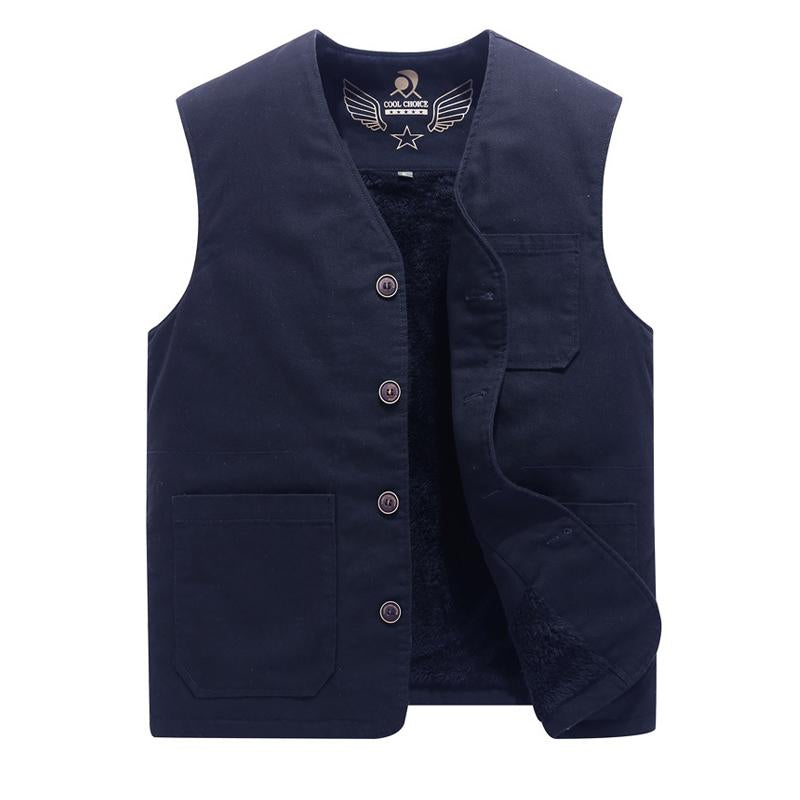 MenS Vintage Solid Color V-Neck Velvet Warm Vest 42895754Y