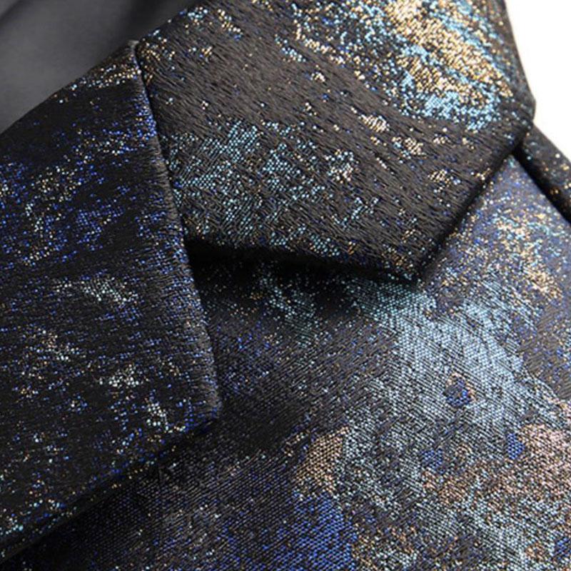 Mens Vintage Printed Lapel One Button Slim Fit Blazer 51780773M
