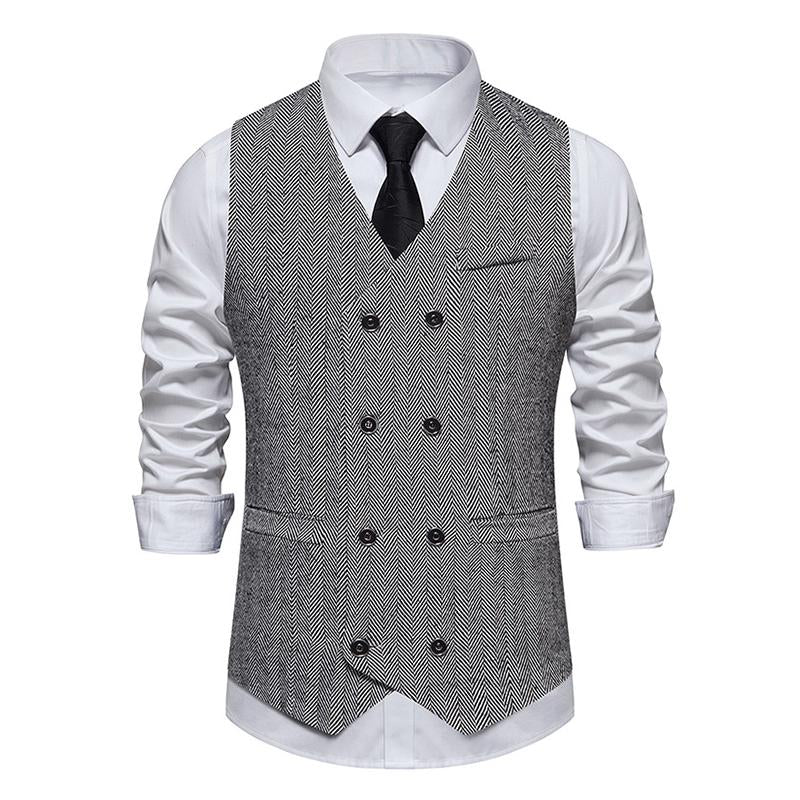 Mens Vintage V Neck Double Breasted Suit Vest (Shirt and Tie Excluded) 56863850M