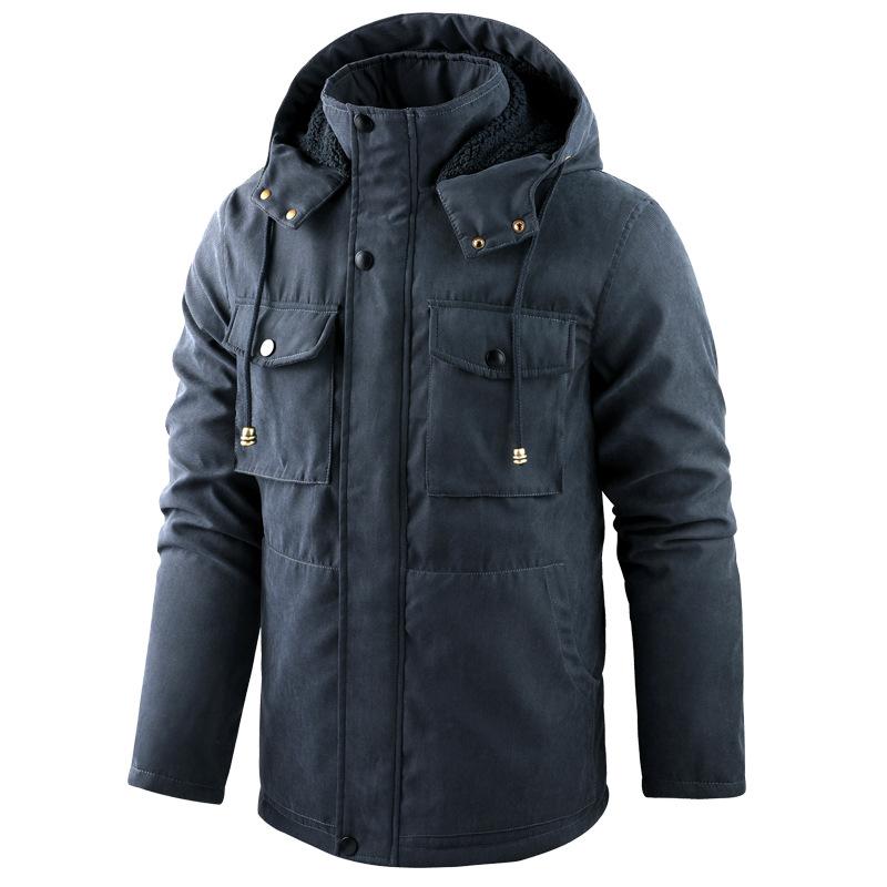 Mens Casual Loose Hooded Warm Cotton Coat 73962727M