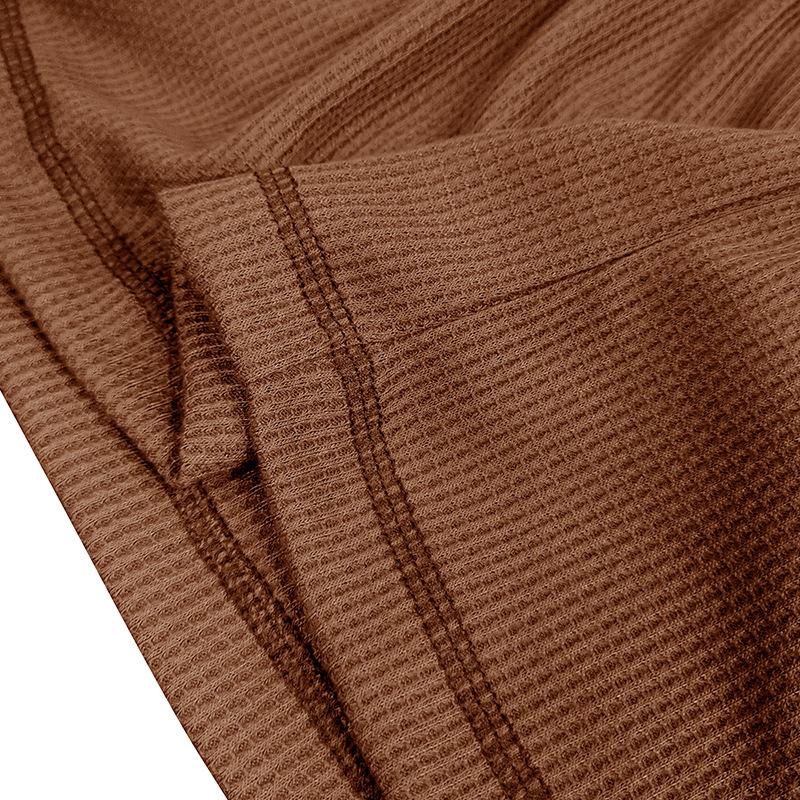Mens Long Sleeve Outdoor Double Collar Waffle Crewneck Henley 48148003X