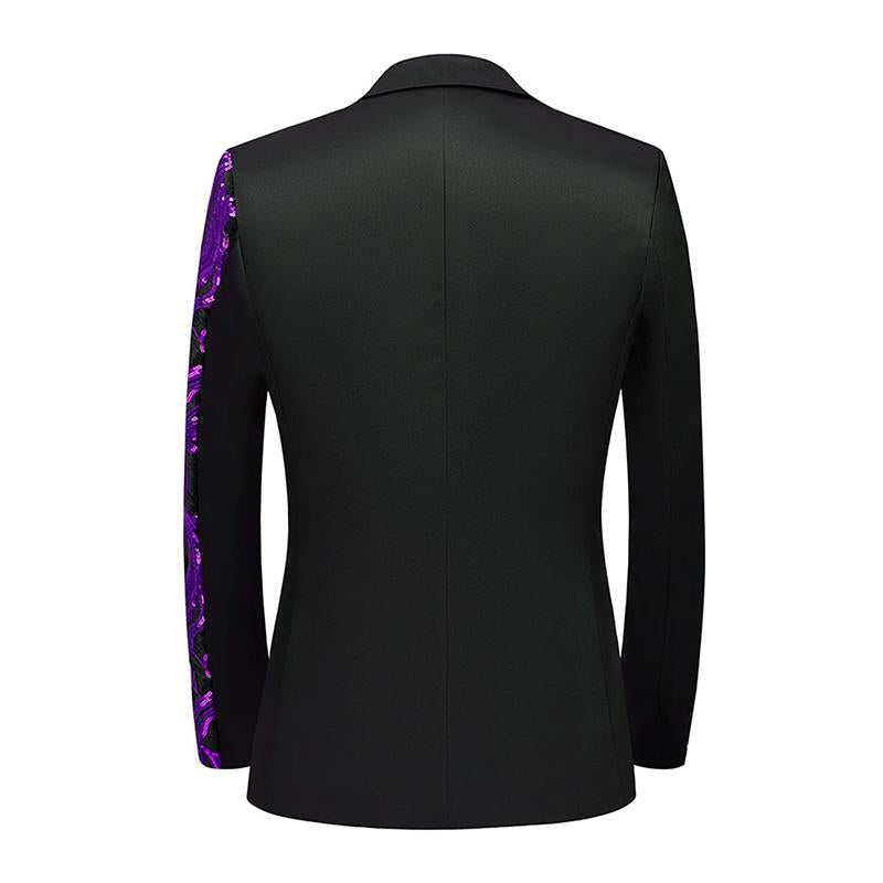 Mens Vintage Sequin Panel Single Breasted Lapel Blazer 16347416M