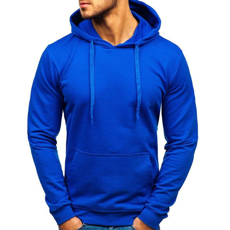 Mens Solid Color Pullover Sports Slim Baseball Hoodie 05358651Z
