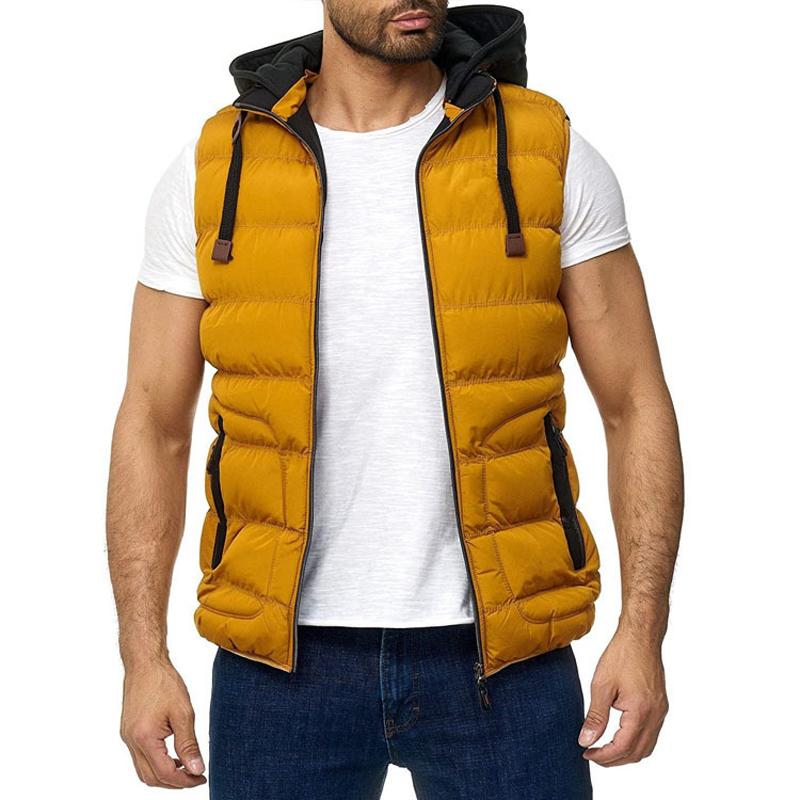 Mens Casual Color Block Hooded Down Vest 44011977Y