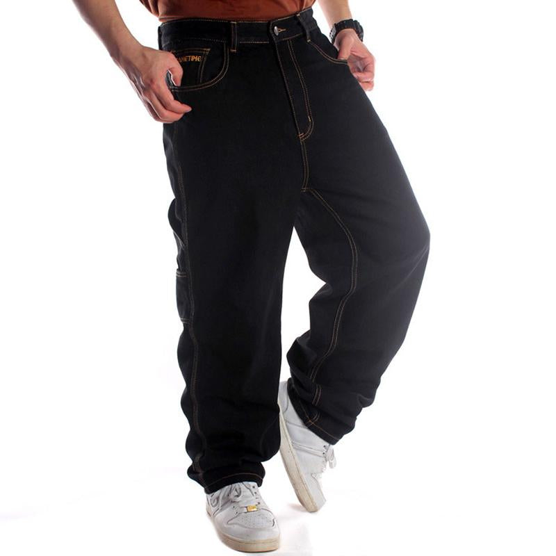 Mens Retro Solid Color Multi-Pocket Loose Hip Hop Oldschool Jeans 32402679Y