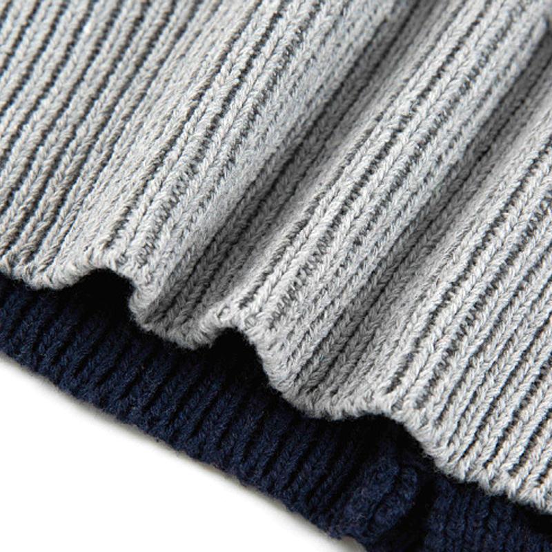 Mens Retro Color Contrast Knitted Cardigan V-neck Long-sleeved Sweater Jacket 74769346X