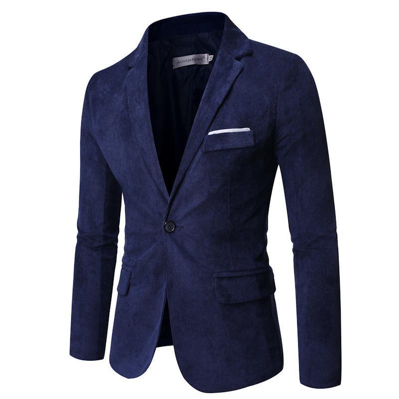 Mens Casual Solid Color Corduroy Lapel Blazer 31425349Y