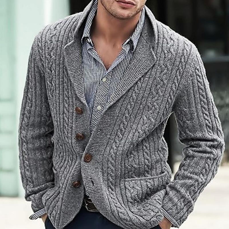 Mens Vintage Lapel Single Breasted Knit Casual Cardigan 92022446Z